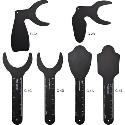 6pcs Dental Orthodontic Black Background Photo Image Contrast Board Aluminum alloy Oral Cheek Plate with Scale Mark