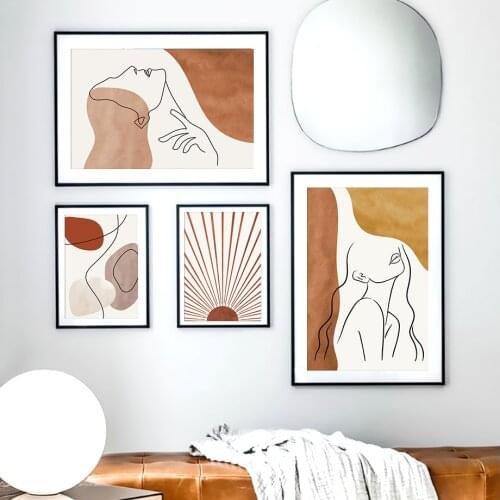 Abstract Sun Lines Girl Body Minimalist Wall Art Canvas Painting Nordic Posters And Prints Wall Pictures For Living Room Decor