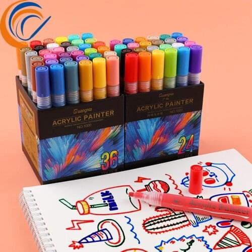 Acrylic Marker Pen Body Color 4/8/12/15/24/36 Color Ceramic Decoration DIY Album Graffiti Water Color Art Marker