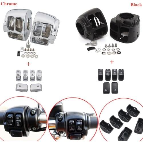 Chrome Motorcycle Switch Caps Button & Switch Housings Cover Kits For Harley Sportster 1200 883 Dyna Sportster Softail Breakout