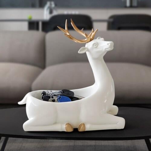 Home Decoration accessories modern for home Desktop key phone storage box for living room ornaments resin Deer Figurines Gifts