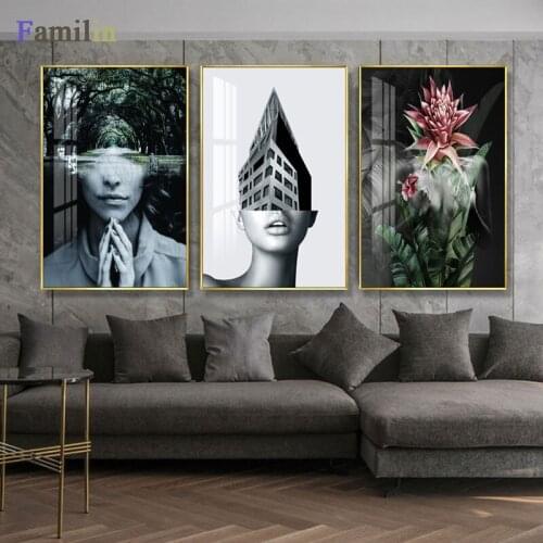 Watercolor Canvas Painting Print HD Picture Poster Pink Flowers Woman Nordic Wall Art Living Room Bedroom Bedside Home Décor