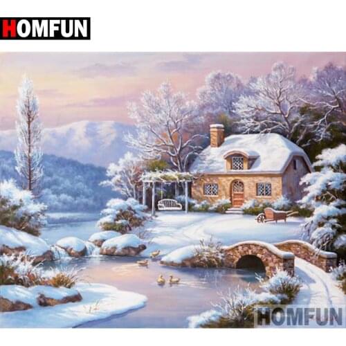 HOMFUN Full Square/Round Drill 5D DIY Diamond Painting "House landscape" Embroidery Cross Stitch 5D Home Decor Gift A17676