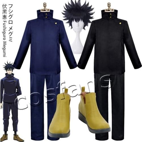 Anime Jujutsu Kaisen Fushiguro Megumi Cosplay Costume Shoes for Women Men Full Set School Uniform for Girls Boys Adult Women Men