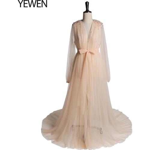 Pregnancy Gowns Dresses Plus Size A Line V Neck Soft Tulle Long Sleeve Maternity Photography Dress 2021 Vestidos Elegantes