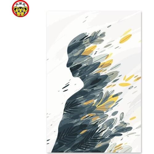 Womens leaf abstract cartoon Diy home decor oil painting by numbers drawing hand painted picture Wall Decor pictures