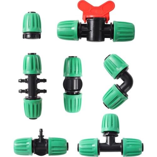 16mm PE Pipe Locked Connector Lock Nuts Garden Water Coupling 1/2'' Pipe 4/7mm Hose Fittings Garden Agriculture Irrigation Joint