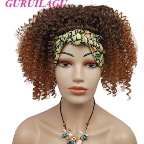 GURUILAGU Wigs for Black Women 8 Styles Kinky Curly Headband Wig Heat Resistant Fiber Synthetic Hair Short Synthetic Wig