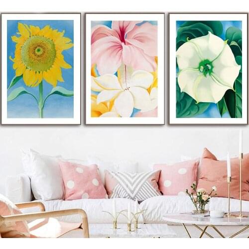 Morning Glory Flower Painting Sunflower Canvas Prints Okeeffe Exhibition Poster Wall Art Pictures For Living Room Decoration