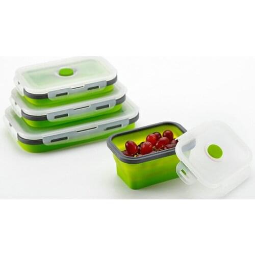 FDA Folding Microwavable Lunch Box Silicone Container Keep Fresh Refrigerator Food Container
