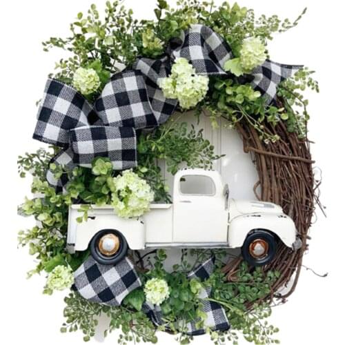 Summer Farmhouse Truck Wreath Latest Way to Welcome Summer Front Door Decor Round Door Hanging Sign jlrr