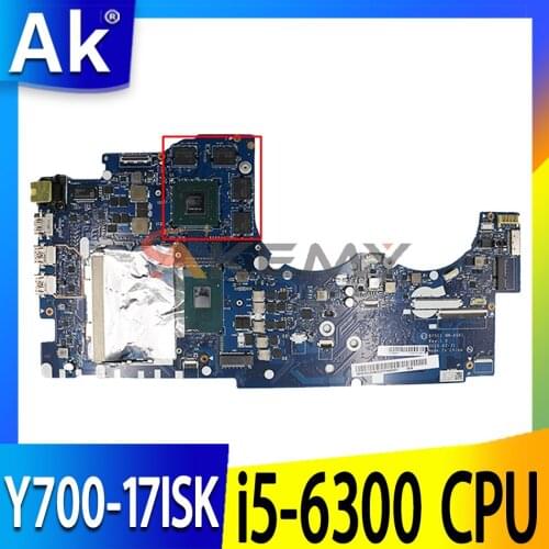 For Lenovo Thinkpad Y700-17 Y700-17ISK Laptop Motherboard NM-A541 5B20L80393 i5-6300 CPU 4G GPU