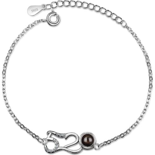 Sweet romantic projection memory new creative wild love fashion trend two-color silver plated bracelets JO022