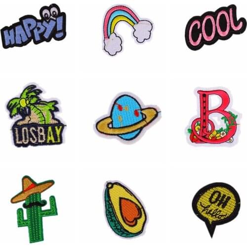 Fashion Fruits Avocado Embroidery Premium Small Patch Cactus Rainbow Jackets Letter GO Patches Back Pack T-shirt Patches