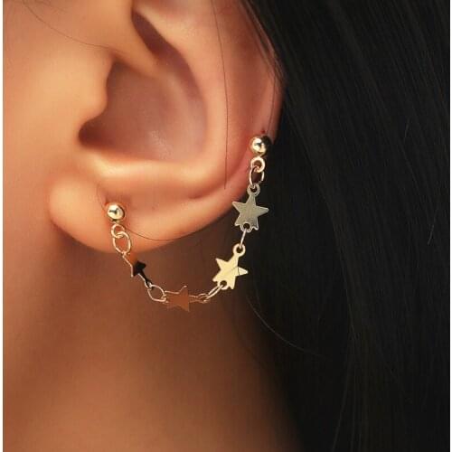 Fashion Star Clip Earrings Ear Clips Gold Silver Color Ear Clips Pierced Piercing Earrings Women Girls Jewelry