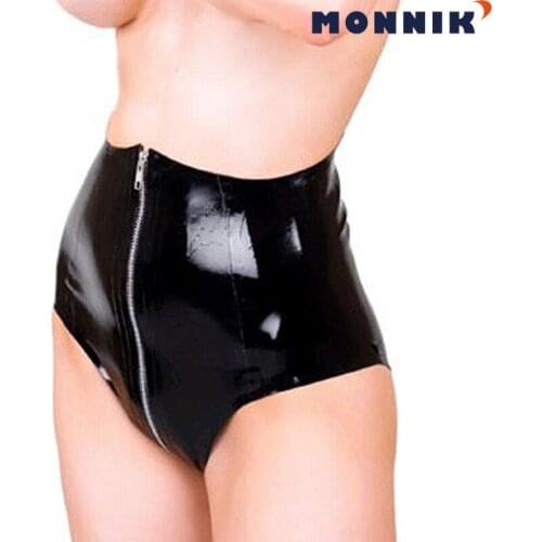 MONNIK latexSexy LingerieG String Latex Ladies Underwear Thin Stretch Black Latex Shorts Panties