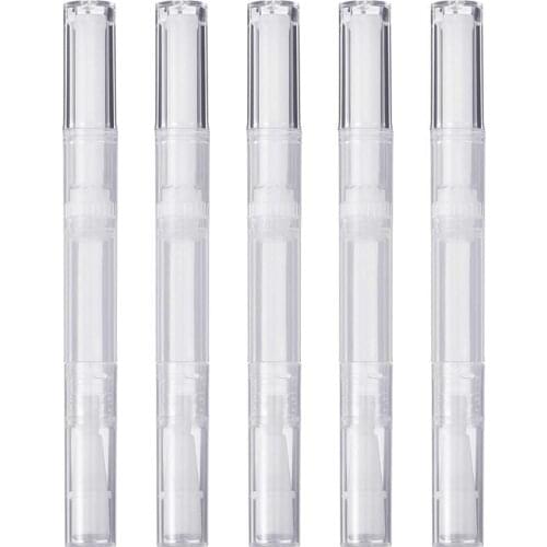 5 Pack 3 Ml Transparent Twist Pens Empty Nail Oil Pen With Brush Tip Cosmetic Lip Gloss Container Applicators Tool Eyelash Growt
