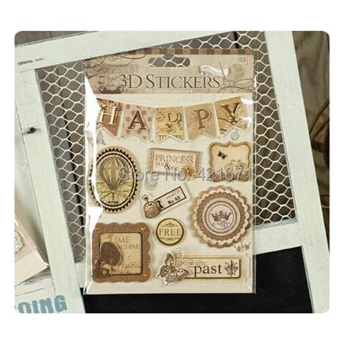 New Arrivals Fashion Dazzling 2sets/lot retro Blessings medal 3 3D Decorating Stickers Set DIY Photo Album Scrapbooking Kit