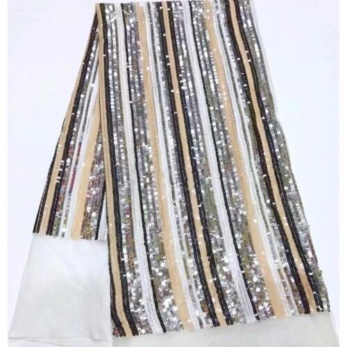 Latest African organza sequins lace fabric high quality 2019 bridal Nigerian french net tulle mesh sequence lace for women dress