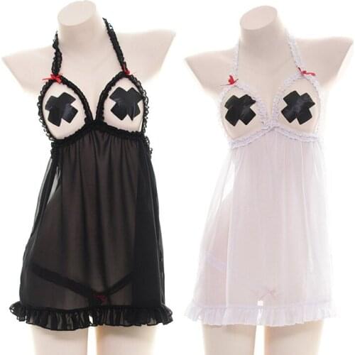Sexy Lingerie Cosplay Lolita Erotic Apron Maid Cute Costume Babydoll Dress Women Lace Miniskirt Servant Outfit Punk Style