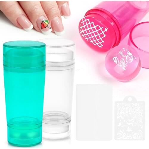 Nail Art Stamper, Clear Silicone Nail Polish DIY Transfer Stamper & Scraper Set Manicure Printing Tool DIY Nail Art Tools