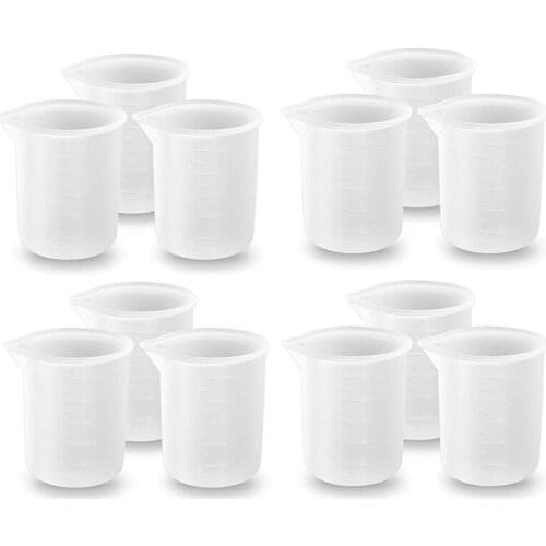 Silicone Measuring Cups for Resin, 12 100Ml Silicone Measuring Cups, Nonstick Silicone Mixing Cups for Casting Molds, Slime, Art