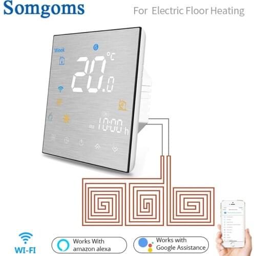 WiFi Smart Thermostat Temperature Controller for Electric Floor Heating Smart Life Tuya APP Works with Alexa Google Home
