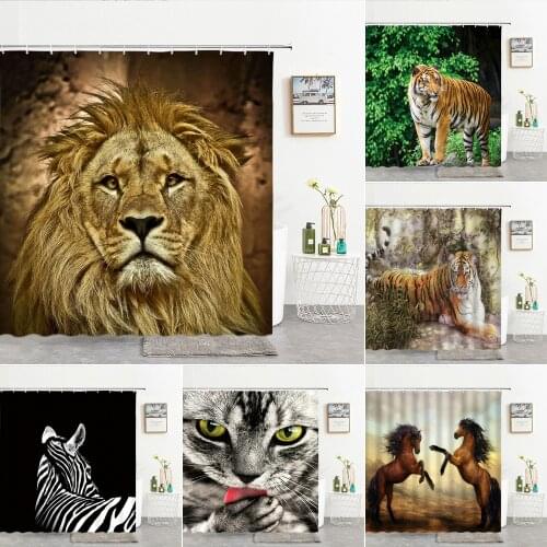 Tiger Animals Shower Curtains Waterproof Bathroom Screen Curtain Decoration Polyester Fabric 180X180cm Home Shower Curtains