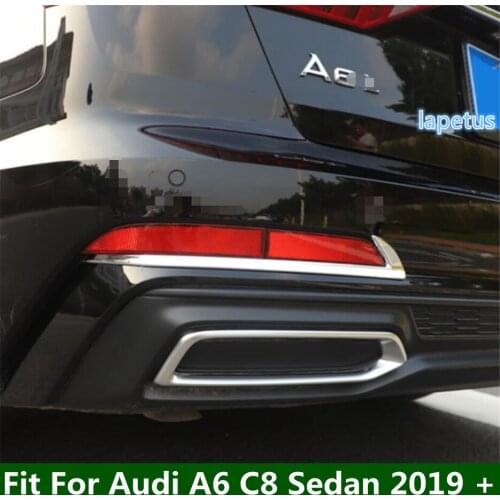Lapetus Tailgate Rear Fog Lights Lamp Decoration Frame Cover Trim 2 Pcs Chrome Bright Fit For Audi A6 C8 Sedan 2019 - 2021 ABS