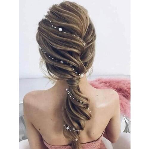 Elegant Silver Bridal Hair Vine Beads Handmade Women Headband for Banquet Party Hair Ornaments Wedding Hair Accessories Jewelry