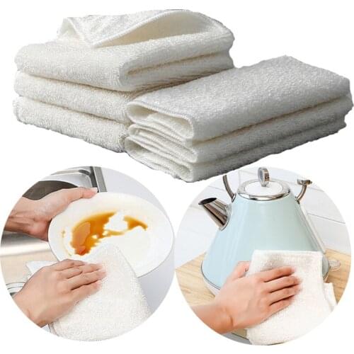 1/3/5Pcs Anti-Grease Dish Cloth Bamboo Fiber Washing Towel Magic Kitchen Cleaning Wiping Rags