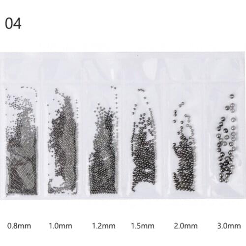 1 Pack Steel Beads Nail Studs Mini Steel Bead Multi-size Gold Sliver Champagne Glitter Mixed 3D Nail Art Decorations