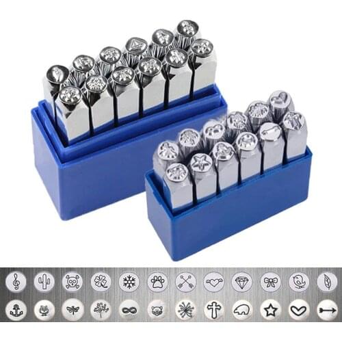 12Pcs/Set Design Metal Stamps Punch Stamping Tool 6mm Pattern Electroplated Hard Carbon Steel Tools For Stamp Punch Leather Tool