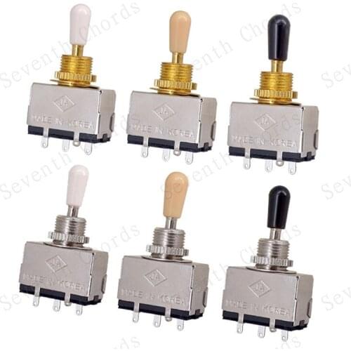 2 Pcs Guitar Metal Closed 3-way Pickup Selector Tone Switch Toggle for LP Electric Guitar Replacement Parts - Gold and Silver