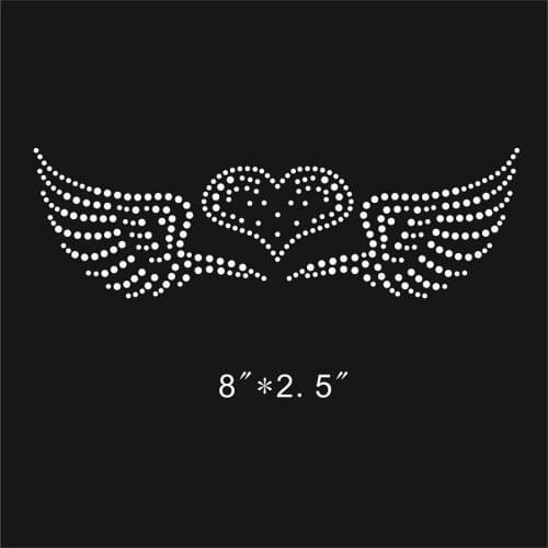 2pcs/lot wings heat appliques design stone hot fix rhinestone motif iron on crystal transfer patches for shirt