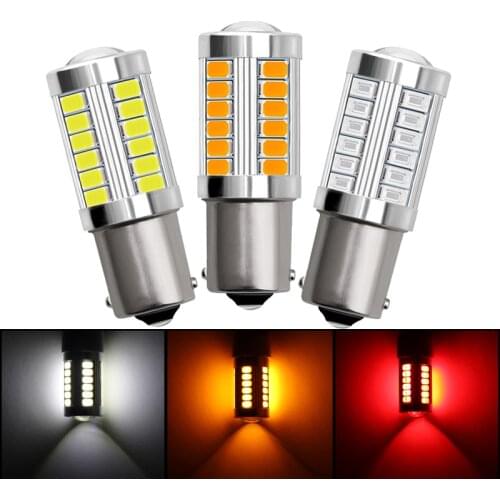 2 Pieces Ba15s 1156 LED Bulb Turn Signal Light P21W Bay15d 1157 LED Light 12V 33 SMD 7500K Car Reverse Parking Back Brake Lamps