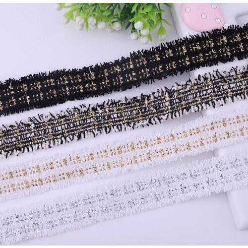 2 yards Lace Headgear Polyester Gold and Silver Ribbon Lace Ribbon DIY Bag Belt clothing Sewing Accessories Lace