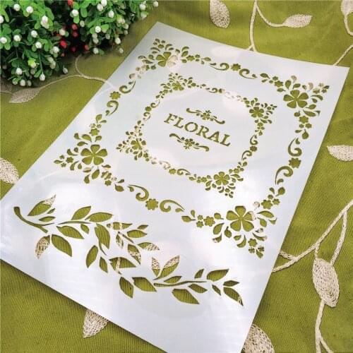 21*29.5 Floral vines scrapbook stencils spray plastic mold shield DIY cake hollow Embellishment printing lace ruler Easter