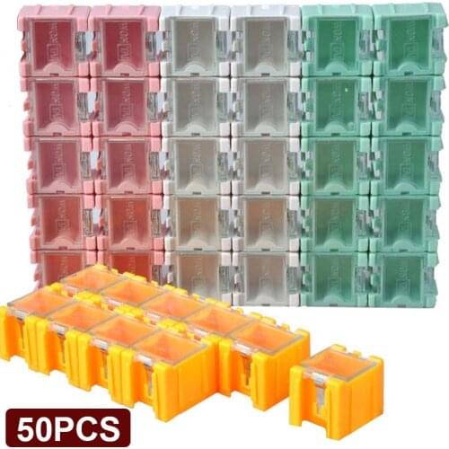 50Pcs SMT SMD Electronic Component Container Storage Boxes Electronic Case Kit Mini Storage Components Self-locking Buckle Boxes