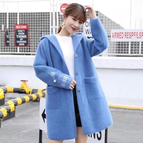 Water Velvet Jacket in The Long Section Thick Warm 2021 New Korean Version of the Autumn and Winter Womens Wool Coat LY715