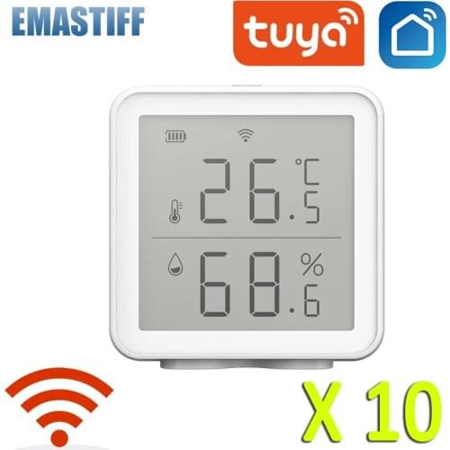 10PCS Tuya WIFI Temperature and Humidity Sensor Indoor Hygrometer Thermometer Detector Support Alexa Google Home smart life