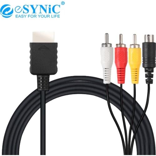 ESYNiC 1.8 Meter S-Video AV Cable for PS1 PS2 PS3 PVC Jacket AV Composite S-Video Cord 3RCA Video Audio HD TV Cable