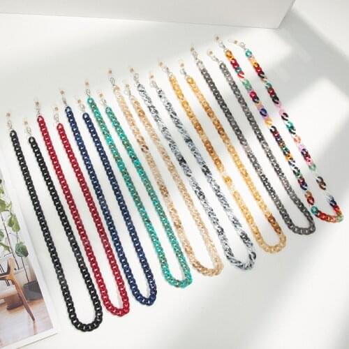 2021 Acrylic Sunglasses Chain Women Anti Slip Reading Eyewears Colorful Resin Clip Mask Holder Neck Strap Lanyard Neck Strap