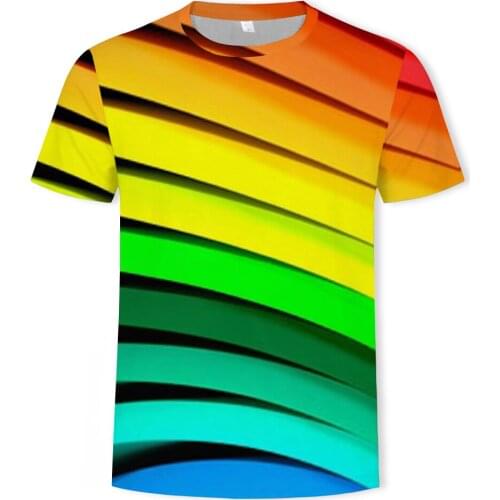 T-shirt unisex 2020 summer 3D printed shirt O collar short sleeve casual T-shirt striped T-shirt