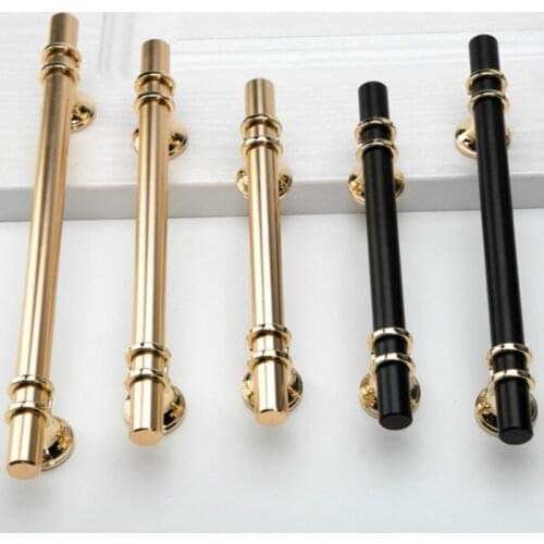 JD Golden Cabinet Door Handle Modern European Style Black Bathroom Drawer Handle Wardrobe Furniture Hardware Lengthen