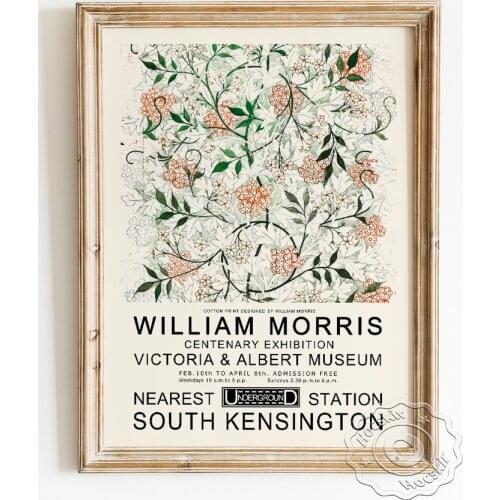 William Morris Retro Art Prints Canvas Painting, Hydrangea Flowers Exhibition Poster, Living Room Wall Picture Modern Home Decor