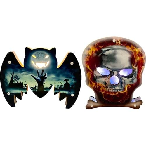 Creative Halloween Style Decoration Atmosphere Night Light Bat Light Skull Light Pumpkin Lantern Holiday Decoration Ornaments