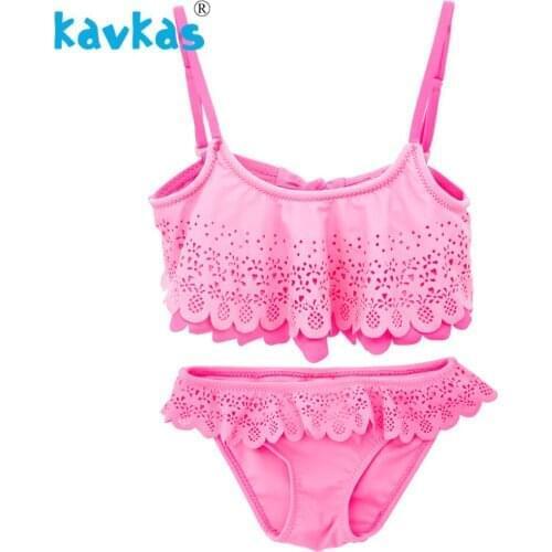 Girl Swimsuit Two Pieces Childrens Swimwear Swim Suits Children Split Hollow Falbala Bikini Sets Bathing Suit