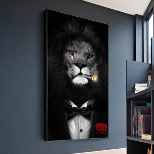 Square/Round Diamond 5D DIY Diamond Painting Funny Smoking Lion Embroidery Cross Stitch Mosaic Modern Animal 3D Home Decoration