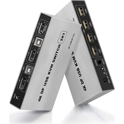 Dual-port Displayport KVM Switch 8K@60Hz USB Displayport KVM DP Switcher 4KX2K/60Hz Displayport 2 in 1 out KVM USB